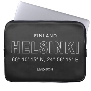 Housse Pour Ordinateur Portable Nom personnalisé Coordonnées d'Helsinki