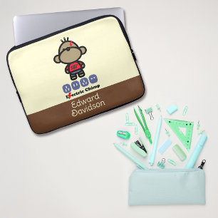 Housse Pour Ordinateur Portable Nom personnalisé du singe électrique du dessin