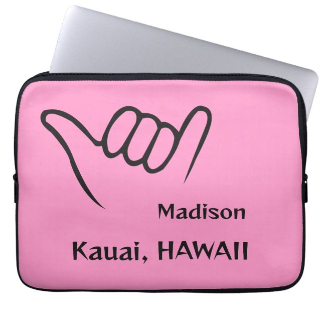 Housse Pour Ordinateur Portable Nom personnalisé, emplacement et couleur Shaka (Devant)
