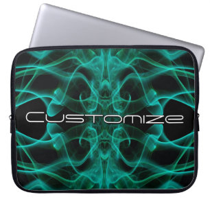 Housse Pour Ordinateur Portable Nom personnalisé Fumée verte Symétrique Noir