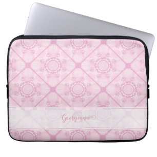 Housse Pour Ordinateur Portable Nom Personnalisé Preppy En Carrelage Diamant Manda