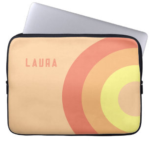Housse Pour Ordinateur Portable Nom personnalisé Rainbow Target – rose, pêche