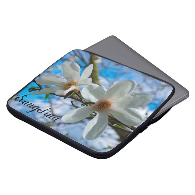 Housse Pour Ordinateur Portable Nom personnalisé Super Spring Magnolia Blossom (Devant haut)