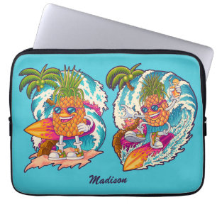 Housse Pour Ordinateur Portable Nom personnalisé Surfing Pineapple