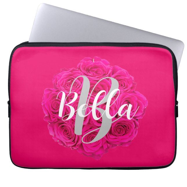 Housse Pour Ordinateur Portable Nom rose personnalisé (Devant)