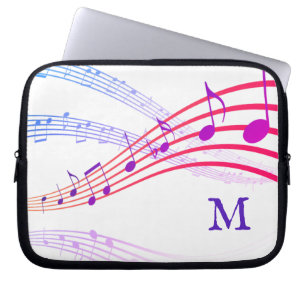 Housse Pour Ordinateur Portable NOTES DE MUSIQUE colorées Monogramme