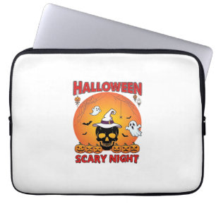 Housse Pour Ordinateur Portable Nuit effrayante d'Halloween Crâne Chapeau de sorci