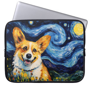 HOUSSE POUR ORDINATEUR PORTABLE NUIT LUMINEUSE STARRY AVEC CORGI DOG