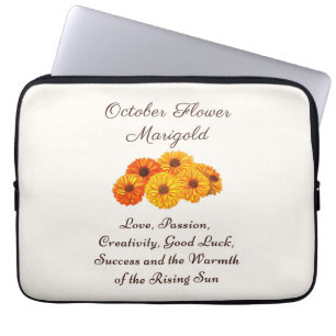 Housse Pour Ordinateur Portable Octobre Mois de naissance Fleur Marigold Elegant