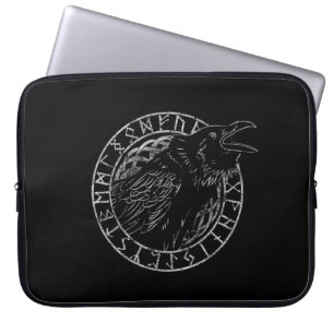 Housse Pour Ordinateur Portable Odin Corbeaux Huginn Muninn Viking Cercle Runique