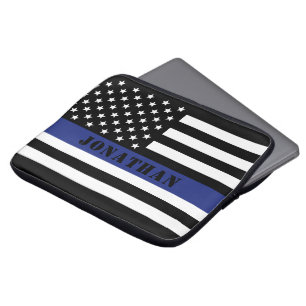 Housse Pour Ordinateur Portable Officier De Police De Ligne Bleue Mince Départemen