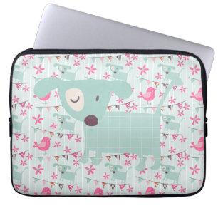 Housse Pour Ordinateur Portable Oiseaux, Chiens, Bannières, Fleurs