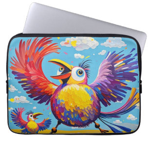 Housse Pour Ordinateur Portable Oiseaux coloré art abstrait gras géant mignon drôl