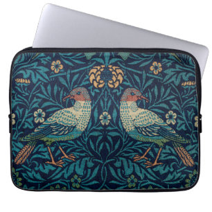 Housse Pour Ordinateur Portable Oiseaux William Morris. Motif vintage animal bleu