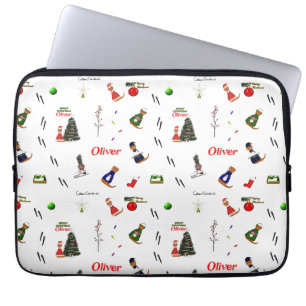 Housse Pour Ordinateur Portable Oliver Le Motif aléatoire de Noël Otter