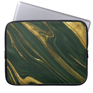 Housse Pour Ordinateur Portable Onyx Vert Luxueux : Marbre D'Or.