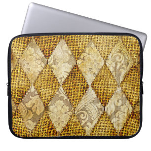 Housse Pour Ordinateur Portable Or géométrique : Sophistication Motif rétro.