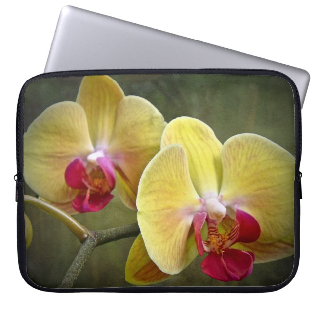 Housse Pour Ordinateur Portable Orchidées de teigne jaune - Phalaenopsis (Devant)
