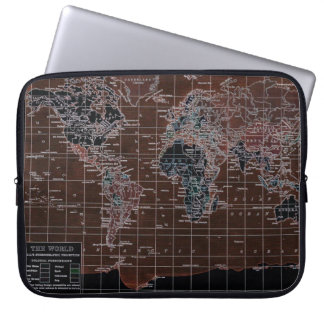 Housse Pour Ordinateur Portable Ordinateur portable foncé de carte du monde