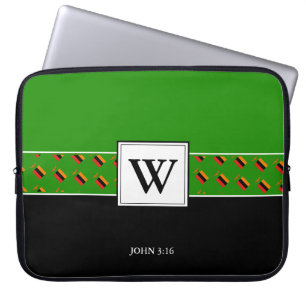 Housse Pour Ordinateur Portable Ordinateur ZAMBIE Monogramme Bible chrétienne VERT