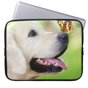 Housse Pour Ordinateur Portable Oreiller À Lancer Du Labrador Et Du Papillon