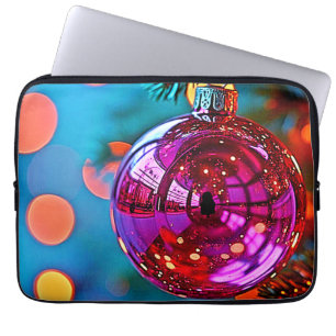 Housse Pour Ordinateur Portable Ornement de Noël vibrant à paillettes