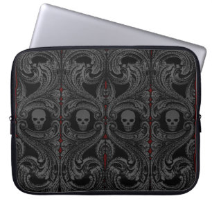 Housse Pour Ordinateur Portable Ornement Goth Grey avec crâne