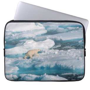 Housse Pour Ordinateur Portable Ours blanc marchant sur la mer