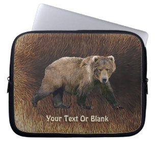 Housse Pour Ordinateur Portable Ours Kodiak Sur Fourrure De Caribou