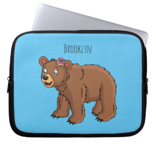 Housse Pour Ordinateur Portable Ours mignon avec dessin animé sur les fleurs