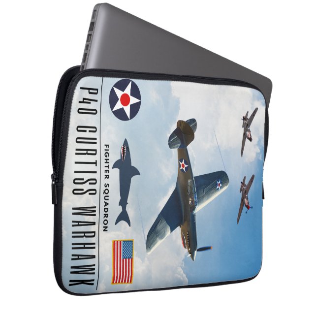 HOUSSE POUR ORDINATEUR PORTABLE P-40 CURTISS WARHAWK SQUADRON (Devant droit)