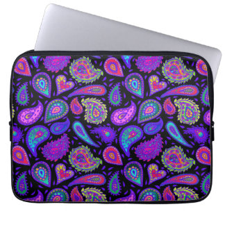 Housse Pour Ordinateur Portable Paisley violet multicolore sur Black Beautit