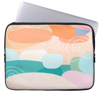 Housse Pour Ordinateur Portable Palette de couleurs Sunset Abstraite de formes bio