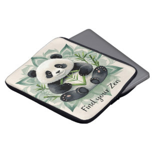 Housse Pour Ordinateur Portable Panda Chubby assis dans une pose de lotus Zen
