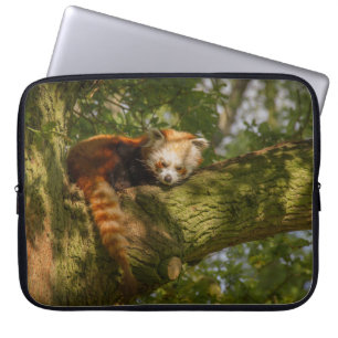 HOUSSE POUR ORDINATEUR PORTABLE PANDA ROUGE SUR BRANCHE ARBRE VERT
