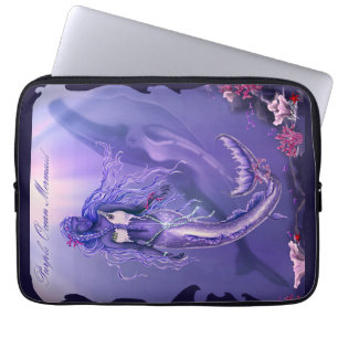 Housse Pour Ordinateur Portable Panier de souris de sirène d'océan violet