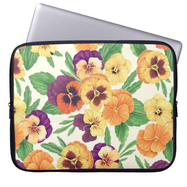 Housse Pour Ordinateur Portable Pansies sur blanc cassé (Devant)
