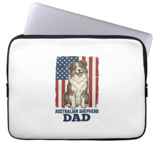 Housse Pour Ordinateur Portable Papa Berger Australien Patriotique Vecteur Vintage