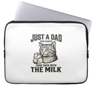 Housse Pour Ordinateur Portable Papa Chat Drôle Est Revenu Avec Le Lait Vintage Sh