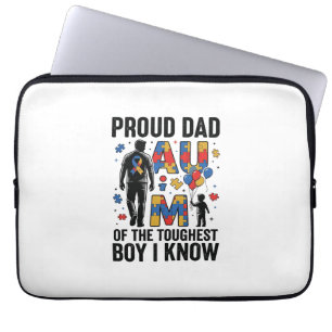 Housse Pour Ordinateur Portable Papa fier Autisme Garçon le plus dur Design Vector