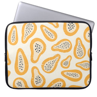 Housse Pour Ordinateur Portable Papaya Tropicale : Grunge, Main Dessinée.