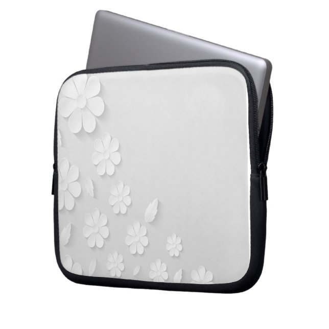 Housse Pour Ordinateur Portable papier-fleur-arrière - plan-blanc (devant gauche)