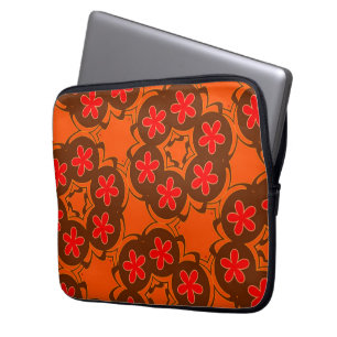 Housse Pour Ordinateur Portable papier peint rétro orange, rouge 1970