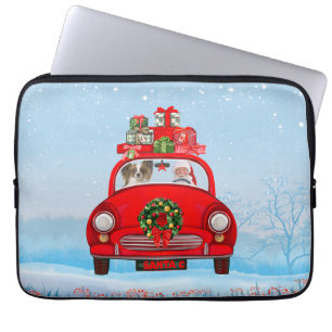 Housse Pour Ordinateur Portable Papillon Chien En Voiture Avec Le Père Noël