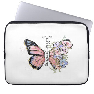 Housse Pour Ordinateur Portable Papillon élégant, motivation florale Manche d'ordi
