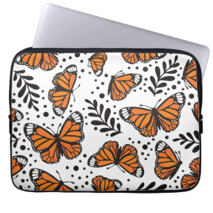 Housse Pour Ordinateur Portable Papillon Monarch Dessiné à la Main Motif Sans Cout