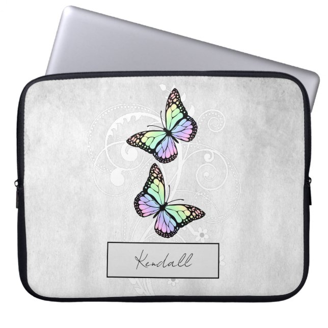 Housse Pour Ordinateur Portable Papillons Arc-en-ciel brillants (Devant)