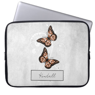Housse Pour Ordinateur Portable Papillons en cuivre brillants