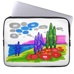 Housse Pour Ordinateur Portable Paradis Pop Art – Paysage Graphique Audacieux