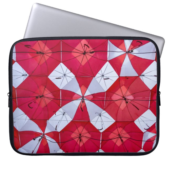 Housse Pour Ordinateur Portable Parapluies ouverts rouges et blancs (Devant)